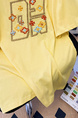 Yellow Real Shot 32 Double Yarn Cotton Short-Sleeved T-shirt Summer 2025 New Mid-Length Shoulder Embroidery Round Neck Top Women's Clothing