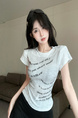 Real Shot Cost-Effective Design Fashion Brand Round Neck Retro Short Sleeve Hot Girl T-shirt Women's Shirt Fashion - Light Gray