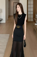 Black Real Shot of Commuting Temperament Niche Design Slim High Waist Slim Medium and Long Sexy Chiffon Fishtail Dress