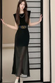 Black Real Shot of Commuting Temperament Niche Design Slim High Waist Slim Medium and Long Sexy Chiffon Fishtail Dress