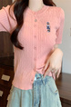 Pink Real Shot Wholesale Price 2025 Summer New Casual Versatile Simple Chest Embroidered Cardigan Wool Knitted Top
