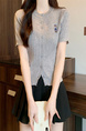 Gray Real Shot Wholesale Price 2025 Summer New Casual Versatile Simple Chest Embroidered Cardigan Wool Knitted Top