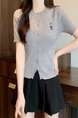 Gray Real Shot Wholesale Price 2025 Summer New Casual Versatile Simple Chest Embroidered Cardigan Wool Knitted Top