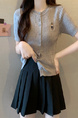 Gray Real Shot Wholesale Price 2025 Summer New Casual Versatile Simple Chest Embroidered Cardigan Wool Knitted Top