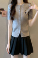 Gray Real Shot Wholesale Price 2025 Summer New Casual Versatile Simple Chest Embroidered Cardigan Wool Knitted Top