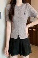 Gray Real Shot Wholesale Price 2025 Summer New Casual Versatile Simple Chest Embroidered Cardigan Wool Knitted Top