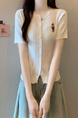 Cream Real Shot Wholesale Price 2025 Summer New Casual Versatile Simple Chest Embroidered Cardigan Wool Knitted Top