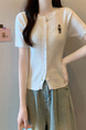 Cream Real Shot Wholesale Price 2025 Summer New Casual Versatile Simple Chest Embroidered Cardigan Wool Knitted Top