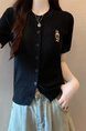 Black Real Shot Wholesale Price 2025 Summer New Casual Versatile Simple Chest Embroidered Cardigan Wool Knitted Top