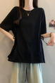 Black Real Shot of 2025 Summer New Fat MM Plus Size Female Design Sense Careful Waist Hollow Design Short-Sleeved T-Shirt Trend