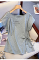 Real Shot 2025 Summer New Design Sense Tight Waist Thin Strap Korean Style Small Shoulder Short Sleeve Split Chic Top - Gray