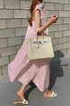 Korean Dongdaemun New Striped Sleeveless Waistcoat Dress Shirt Long Skirt with Pockets on Both Sides with Belt - Pink Stripes