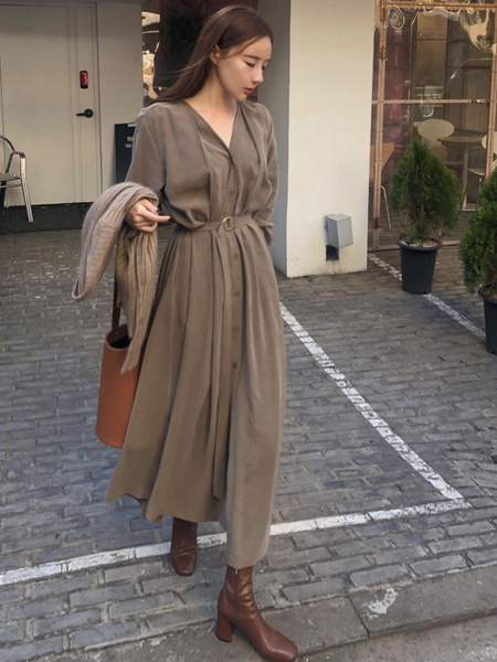 Super Fairy Elegant Long Dress with Belt - Light Blue