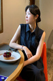 Korean Chic Simple Temperament Belted Shirt Collar Sleeveless Dress Long Skirt for Women with Pockets on Both Sides - Navy Blue