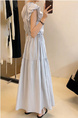 High-Grade Temperament Puff Sleeve Dress Female 2025 Summer New Korean Style Fashion High Waist Small Size A-Line Skirt - Light Blue