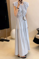 High-Grade Temperament Puff Sleeve Dress Female 2025 Summer New Korean Style Fashion High Waist Small Size A-Line Skirt - Light Blue