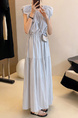 High-Grade Temperament Puff Sleeve Dress Female 2025 Summer New Korean Style Fashion High Waist Small Size A-Line Skirt - Light Blue