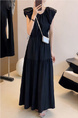 High-Grade Temperament Puff Sleeve Dress Female 2025 Summer New Korean Style Fashion High Waist Small Size A-Line Skirt - Black