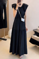 High-Grade Temperament Puff Sleeve Dress Female 2025 Summer New Korean Style Fashion High Waist Small Size A-Line Skirt - Black