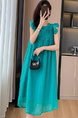 Original Fabric! Teal Flying Sleeve Sling Dress Female Spring and Summer Dopamine Sanya Seaside Vacation Beach