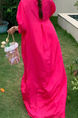 In Stock Real Shot Retro Artistic Loose Plus Size Overknee Long Dress - Fuchsia