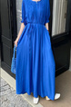 In Stock Real Shot Retro Artistic Loose Plus Size Overknee Long Dress - Royal Blue