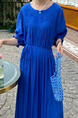 In Stock Real Shot Retro Artistic Loose Plus Size Overknee Long Dress - Royal Blue