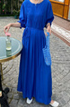 In Stock Real Shot Retro Artistic Loose Plus Size Overknee Long Dress - Royal Blue