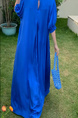 In Stock Real Shot Retro Artistic Loose Plus Size Overknee Long Dress - Royal Blue