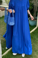 In Stock Real Shot Retro Artistic Loose Plus Size Overknee Long Dress - Royal Blue