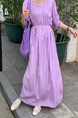 In Stock Real Shot Retro Artistic Loose Plus Size Overknee Long Dress in Lavender