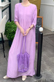 In Stock Real Shot Retro Artistic Loose Plus Size Overknee Long Dress in Lavender