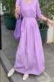 In Stock Real Shot Retro Artistic Loose Plus Size Overknee Long Dress in Lavender