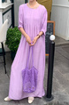 In Stock Real Shot Retro Artistic Loose Plus Size Overknee Long Dress in Lavender