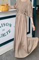 In Stock Real Shot Retro Artistic Loose Plus Size Overknee Long Dress in Taupe