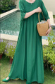 In Stock Real Shot Retro Artistic Loose Plus Size Overknee Long Dress in Emerald Green