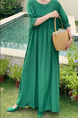 In Stock Real Shot Retro Artistic Loose Plus Size Overknee Long Dress in Emerald Green