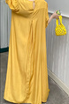 In Stock Real Shot Retro Artistic Loose Plus Size Overknee Long Dress in Mustard Yellow