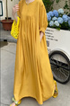 In Stock Real Shot Retro Artistic Loose Plus Size Overknee Long Dress in Mustard Yellow