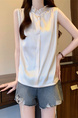 Real Shot Wholesale Price 2025 Summer New Style Temperament Wood Ear Edge Stand Collar French Ruffle Collar Sleeveless Shirt Vest in Soft Cream