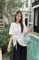 Real Shot of the New 2025 Summer Korean Version of the Navy Collar Loose Cartoon Print Versatile Short-Sleeved T-Shirt for Women in White
