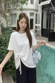 Real Shot of the New 2025 Summer Korean Version of the Navy Collar Loose Cartoon Print Versatile Short-Sleeved T-Shirt for Women in White