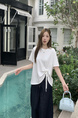 Real Shot of the New 2025 Summer Korean Version of the Navy Collar Loose Cartoon Print Versatile Short-Sleeved T-Shirt for Women in White