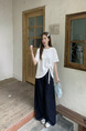 Real Shot of the New 2025 Summer Korean Version of the Navy Collar Loose Cartoon Print Versatile Short-Sleeved T-Shirt for Women in White