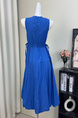 Canned Shiduo 'Oxygen Ramble' Blue Round Neck Sleeveless Adjustable Drawstring Vest Dress Bud Skirt - Bright Blue