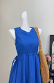 Canned Shiduo 'Oxygen Ramble' Blue Round Neck Sleeveless Adjustable Drawstring Vest Dress Bud Skirt - Bright Blue