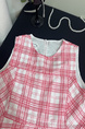 Canned Shiduo 'Oxygen Ramble' Red and White Checked Round Neck Sleeveless Adjustable Drawstring Vest Dress Bud Skirt