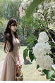 Bigking Daikin Nice Holiday Pink Sling Dress Women's Summer V-neck Tight Waist Fishbone Dress in Light Pink