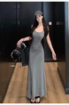2025 Summer New Twist Design Sense Inspirational Design Slimming Knitted Sling Dress Women's Chest Pad Slimming Dress in Gray