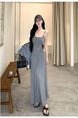 2025 Summer New Twist Design Sense Inspirational Design Slimming Knitted Sling Dress Women's Chest Pad Slimming Dress in Gray